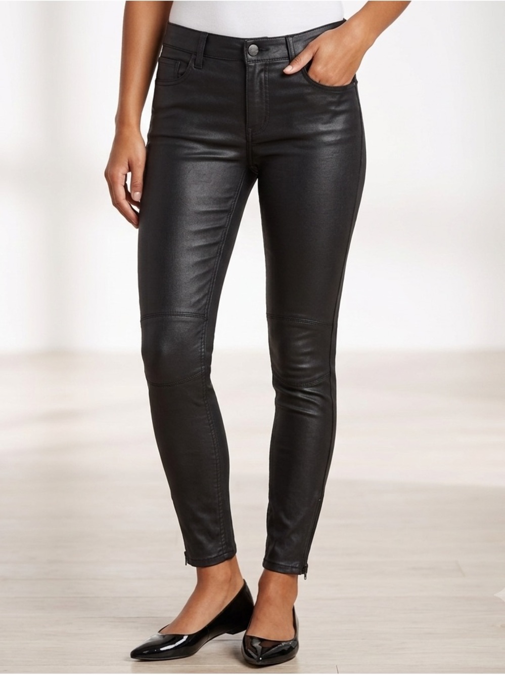 Calvin Klein Black Faux Leather Skinny Pants
